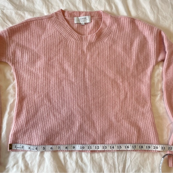 La Ligne New York Blush Pink Cashmere Ribbed Crewneck Sweater Preppy Size Small - Picture 8 of 11